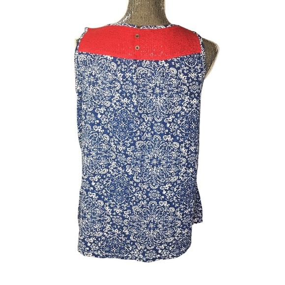 New Lucky Brand tank top red mesh top blue medallion Plus 1X - Picture 3 of 8